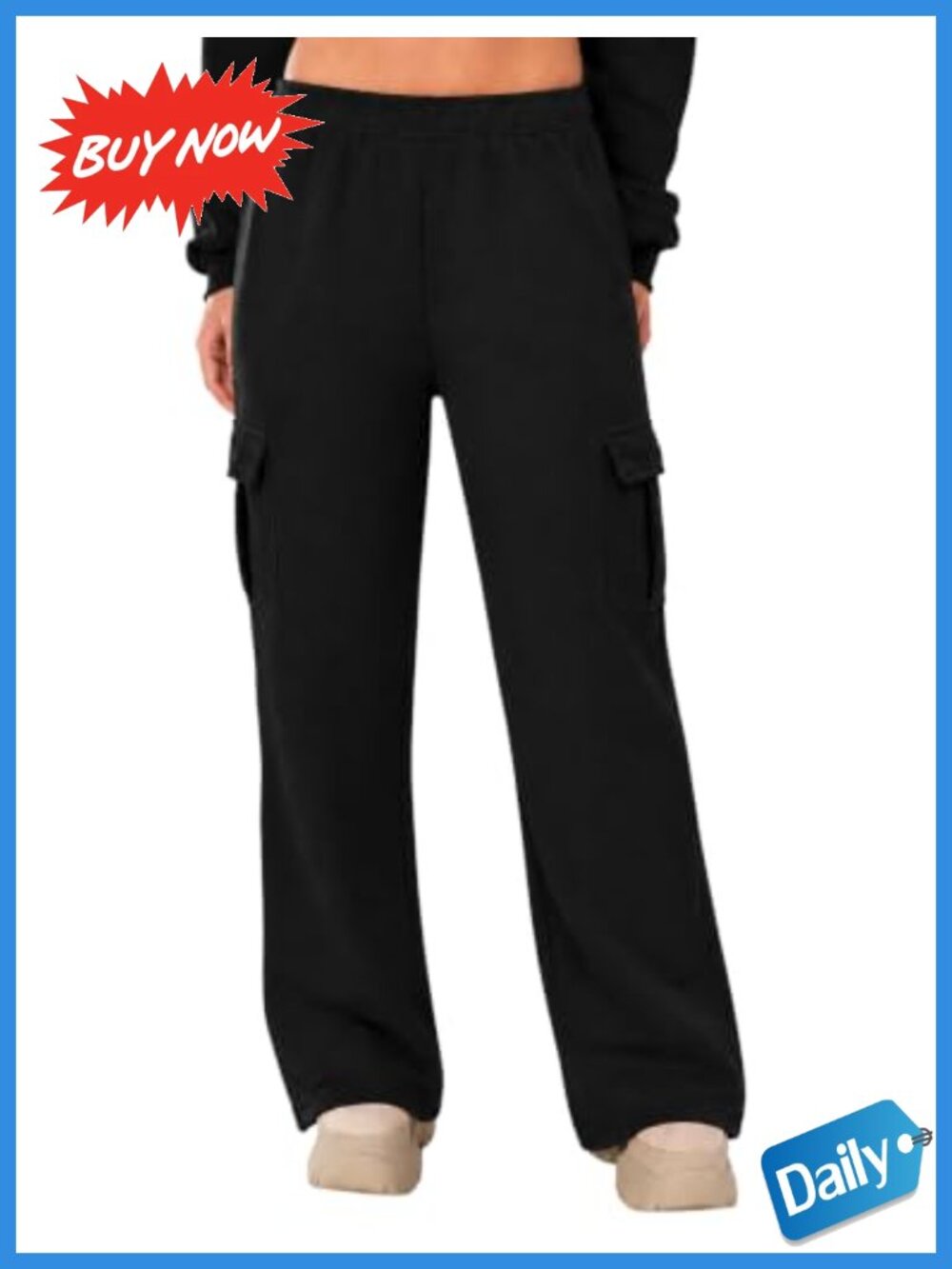 Womens Wide Leg Fleece Sweatpants High Waist Cargo Lounge Pants